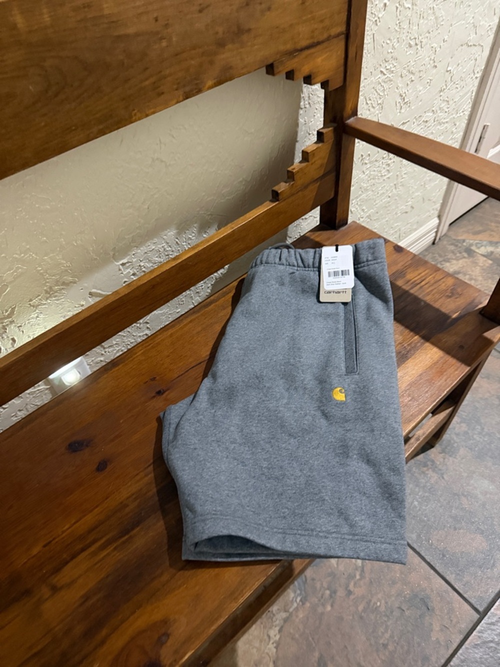 Carhartt Men’s Heather Grey Logo Knit Athletic Shorts